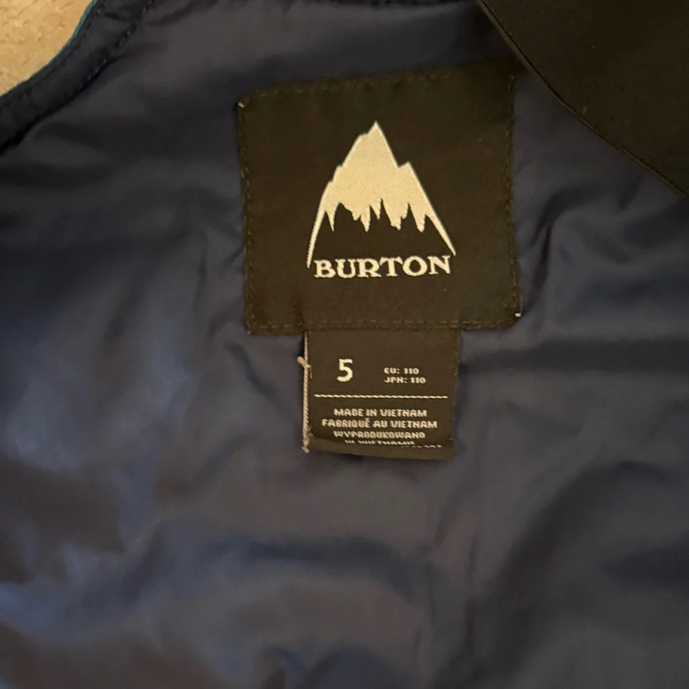 Burton Teal and Navy Kids snow pants bibs - Picture 3 of 5